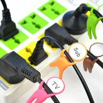 PKG 1+1 인테리어 전선 케이블 라벨 3P+3P 세트 / 전기선 이름표 네임택 네임타이 귀여운 캐릭터 홀더, 턱걸이라벨 색상랜덤