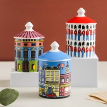 캔들용기 - 디자인 세라믹 ( 350ml ) 인테리어소품, 블루도시, 1개