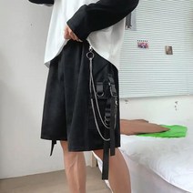 남성 와이드 조거 바지 빅사이즈 힙합 카고 팬츠 느슨한 여름 블랙 가고 반 고딕 하이 스트리트 재미 슬림 핏 반 패션 반