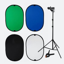 유튜브장비 크로마키천 원터치 배경거치대 개인방송준비 대형 스튜디오스크린 1.5M x 2.1M, 1)크로마키(흑/백) + 2m삼각대 + 클램프
