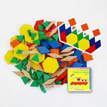 (가베가족)KS1427 원목 패턴블록 124pcs(실속)+미니북, 단품
