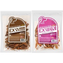 네츄럴EX 460g 대용량 1+1 수제간식, 1팩, 오리 윙 1팩 + 돼지귀 슬라이스 1팩