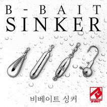 [B-BAIT] 비베이트 싱커 (민물 바다 봉돌) 친환경낚시추 대용량 (물방울추 양도래추 스틱싱커 지그헤드) MADE IN KOREA, 티어드롭 싱커(물방울추), 1.5호 / 5.62g (18개입), 1개