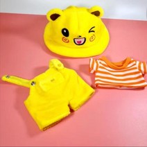 무속성 속성 솜 인형 KPOP IDOL 아이돌 케이팝 인형옷 액세서리 3pcs 20cm 플러시 인형 옷 t-셔츠 작업복 모자 아기 인형 39s 액세서리 복장 모자 백현 태형, 협력사, 노란색 세트