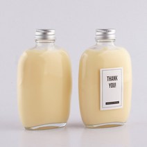 납작 유리병 C 100ml 58개 (약 가로 6.9cm x 세로 3.3cm x 높이 11.3cm 마개 2.4cm)
