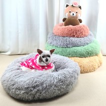 글로벌율 다이소강아지방석 코스트코애견 고양이 마약 도넛 켄넬 대형견 쿠션, CU-08-핑크-XL(70CM)
