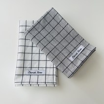 체리쉬홈 모던 체크 키친크로스 테이블매트 겸용 핸드메이드 매직후크 포함, 화이트