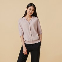 [JAJU/자주] 여 올데이 워셔블 카라 반팔 가디건_핑크