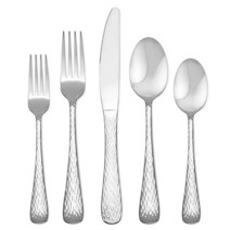 Hampton 폴ge – 멜로디 해머드 – 20피스 식기 세트 4인용 서비스, 20-Piece Flatware Set Hammere
