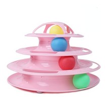 3단계 고양이 장난감 타워 트랙 대화 형 지능 훈련 놀이 플레이트 애완 동물 제품 터널, 01 Pink 4 layers