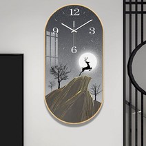 거실벽시계 크리스탈 도자기 벽시계 럭셔리한 대형 모던 거실 가정용 패션 장식 그림 무음 룸 시계, [02] 40cm x 80cm, [16] N7