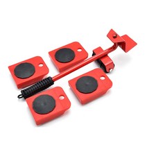 운송리프터 가구 이동 도구 세트 무거운 물건 운반 리프터 휠 롤러 바 수공구 5 개, 빨간aliexpress, 없음