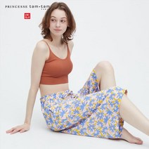 F 유니클로 여성 PTT RELACO 크롭팬츠 작은꽃무늬 파자마팬츠 홈팬츠 신제품 462870