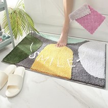 파스텔 발매트 인테리어 거실 캐릭터 러그 욕실매트+매직행주, 파스텔발매트(스마일) + 매직행주(사은품 증정)