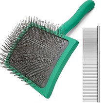 강아지 및 반려동물 빗 밸류 키트용 슬리커 브러시 인체 공학적 단단한 나무 손잡이가 있는 골든두들 푸들 낙서용 대형견 슬리커 브러시 중형 및 장모견용 최고의 엑스트라 롱 핀 강, green