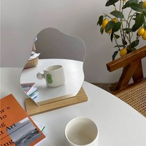 더블엠 비정형 탁상거울 웨이브미러 노프레임거울 화장거울 원목거울 물결거울, 비정형거울(각인X)
