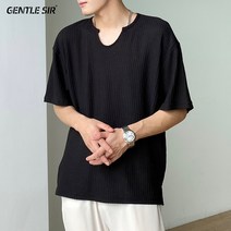 스프라이트 루즈핏니트 넥니트티 골지 이너웨어 스트라이프 코발트블루 기본 남성 봄 브이넥 티셔츠 간절기 니트티셔츠 가을
