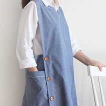 빅사이즈 해지 앞치마 루즈핏 88이상 큰사이즈앞치마 원피스앞치마 어린이집선생님앞치마 교사앞치마 옆버튼 앞치마, 청해지