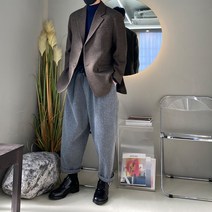 남자 가을 겨울 하운드체크 울 블레이저 자켓 마이