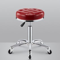 업소용 미용실 보조 의자 높낮이 조절 스툴, 레드 체크