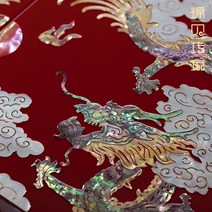 나전칠기자개장 Jinbei 전설 자개 칠기 결혼 선물 보석 상자 하이 엔드 복고풍 금 저장, [04] D-030 용과 봉황 플란넬 버튼