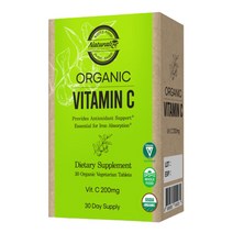 유기농 비타민C USDA 인증 프리미엄 오가닉 비건 비타민씨 고함량 항산화 영양제 1개월분 무첨가물 개별포장 유기농 아세로라 파슬리 해바라기씨앗, 30정 x 1개