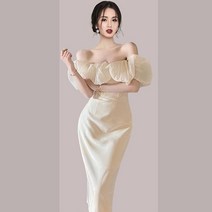 미니 드레스 약혼식 드레스 해변 홀리데이 원숄더 드레스