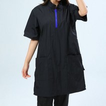 강아지 반려견 미용 카페 앞치마 가운 미용샵 털깎이 샵창업, XL, 블루 지퍼 긴 반팔 싱글 탑