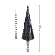 Hex Shank HSS Co M35 코발트 TiAIN Spiral Groove 3 플룻스 스텝 드릴 비트 스테인리스 스틸 홀 오프너 톱용, 4-32mm