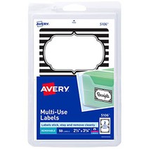 Avery Black White Labels for Home Organization Removable Adhesive 2-1/3” x 3-3/8” 50 Labels (510, 1