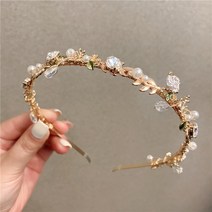 한국 봄 여름 진주 나뭇잎 꽃 휘감다 머리띠 프랑스식 우아 머리띠 연회 머리띠 압발 머리장식