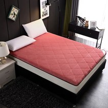 두꺼운 자가발열 밴딩형 극세사 토퍼 매트리스 바닥요 가정용 보온 학생 기숙사 패드 수면매트, 100X200, 매직 벨벳 핑크