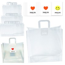 재니야 PP 투명 쇼핑백 30개 4x13x4.5cm 스티커 포함 답례품 포장, 30개 하트 스티커