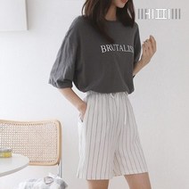 [에피소드블랑] 여성 여름 린넨 스트라이프 반바지 DB0223