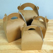 25장 조각케익상자 무지 크라프트 대 사이즈 20 x 13.5 x 9cm 손잡이종이박스 피크닉상자 DIY 셀프 포장용 테이크아웃 전용 케익박스, 25개