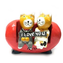 레드소파 신랑신부 고양이인형 미니어처 목각인형 _ 257829EA, 쿠팡 빨강소파