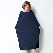 [실버캣] 여성 빅사이즈 깔끔하고 시크한 기계주름 라운드 원피스