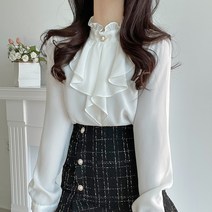 [4color] 아멜리 진주 프릴 블라우스