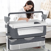 [ENGWE]BJJ-601 스마트 이동식 아기 흔들 요람 침대/0-24개월 신생아 전동 요람 침대, 순 침대+매트리스, 601다크그레이