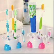 칫솔꽂이 모래시계 양치 욕실 칫솔 거치대 세트 64851EA, 상품선택, 1-모래칫솔꽂이-핑크