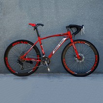 JINGMING 산악자전거 모노코크 레이싱 스프린터 솔리드 26인치 MTB, 솔리드 타이어, 레드 27단-60칼바퀴