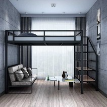 성인 벙커침대 계단형 리프팅 복층 공간활용 프레임, 120x200cm높이2.2m+매트리스