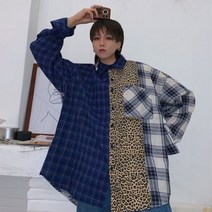체크 셔츠 남방 레오파드 여성 긴팔 루즈핏 가을 블라우스
