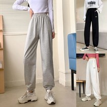 여성 허리밴딩 슬림 다리라인 롱 배기 트레이닝 팬츠