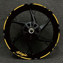 휠허브 데칼 장식 로고 닌자 125 250 300 400 650 ZX-6r 10R 14R 림 반사 스티커 가와사키 오토바이 17 인, 01 dark yellow