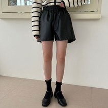 [3col/편안해요] 밴딩 가죽 레자 반바지 팬츠 pt