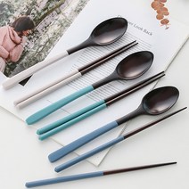 PRIME 무광 논슬립 대추나무 옻칠 우드 한식 커트러리, 수저세트, 울트라마린