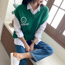 데이트샵 / 봄신상 뉴치즈스마일니트조끼 봄니트조끼 매장TOP인기상품