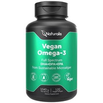 Naturalis 해조류의 비건 오메가 3 DHA EPA DPA | 소사이어티 인증 지속 가능한 공급 트루 풀 스펙트럼 식물성 소프트젤 카라기난 프리, 120 Count (Pack of 1)