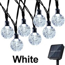태양광 태양열 야외 램프 조명 문자열 크리스탈 요정 빛 chritmas 화환 8 모드, 하얀, 100LED(12m)